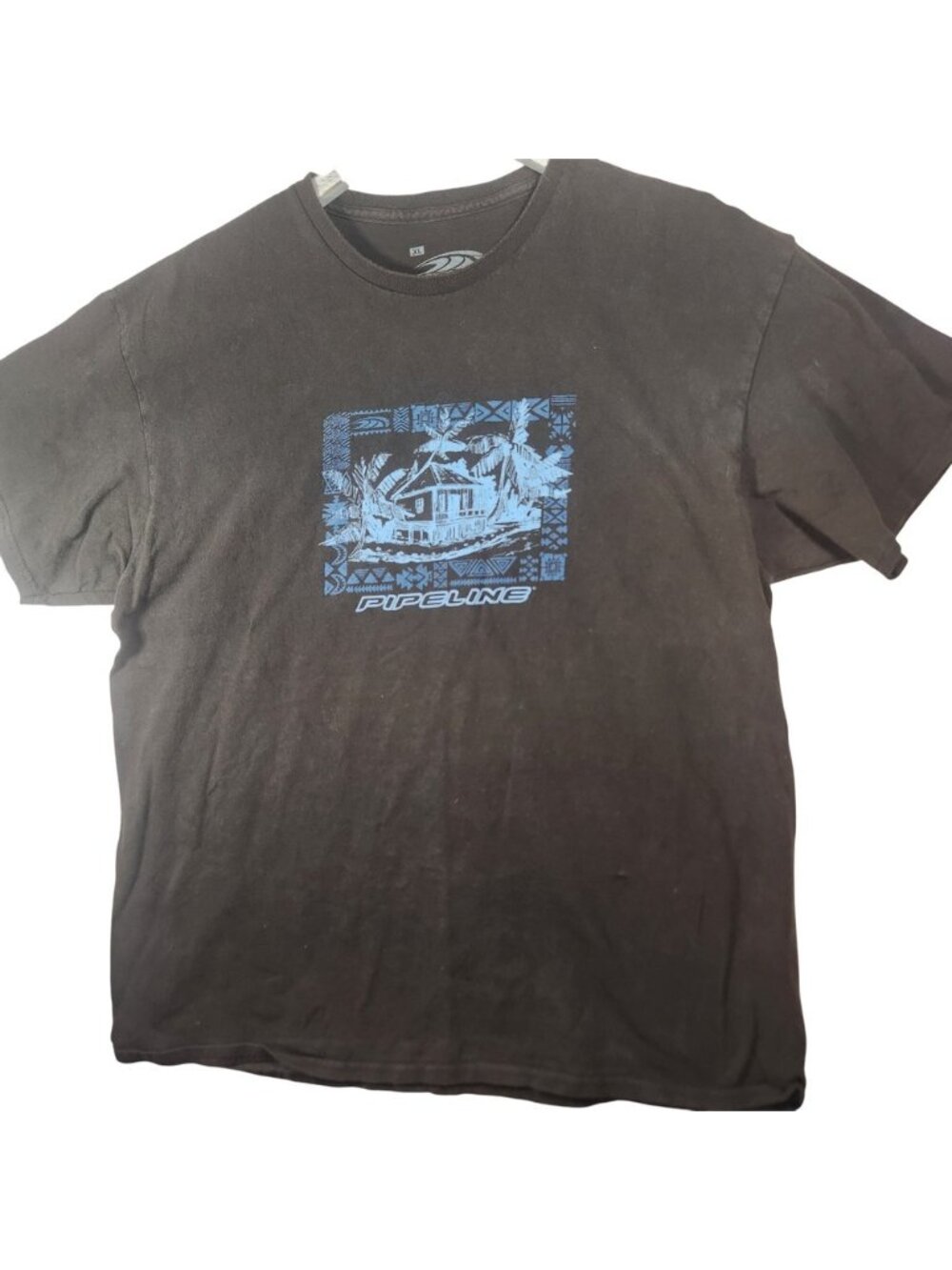 Pipeline Surf Graphic T-Shirt Mens XL Brown Beach House Palm Tree Short Sleeve